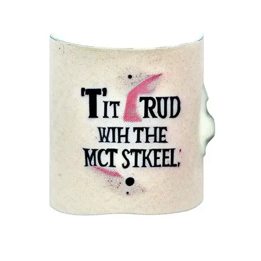cracked tea cup with the phrase "is it true what they say about Michael" tattoo design idea