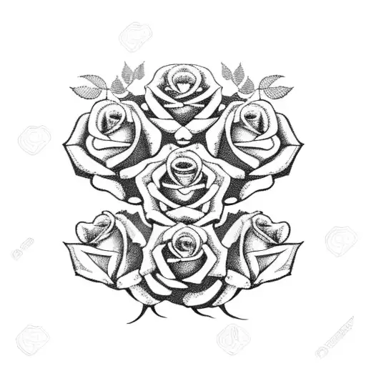3 holding hands with roses tattoo design idea
