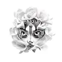 seductive black and grey medusa with flowers forward facing tattoo design idea