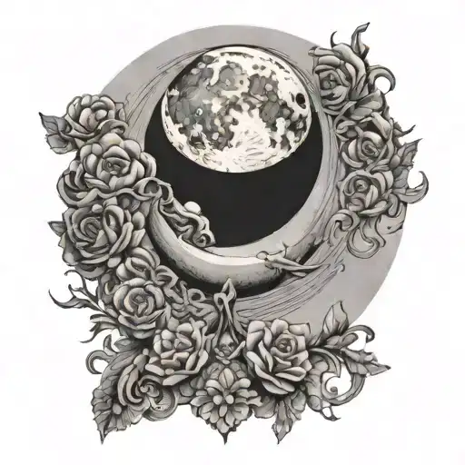 Yesterday I felt someone's watching my back. So I turned back, and there was the moon. I felt the moon watching me. tattoo design idea