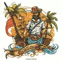 Caribbean war scene tattoo design idea