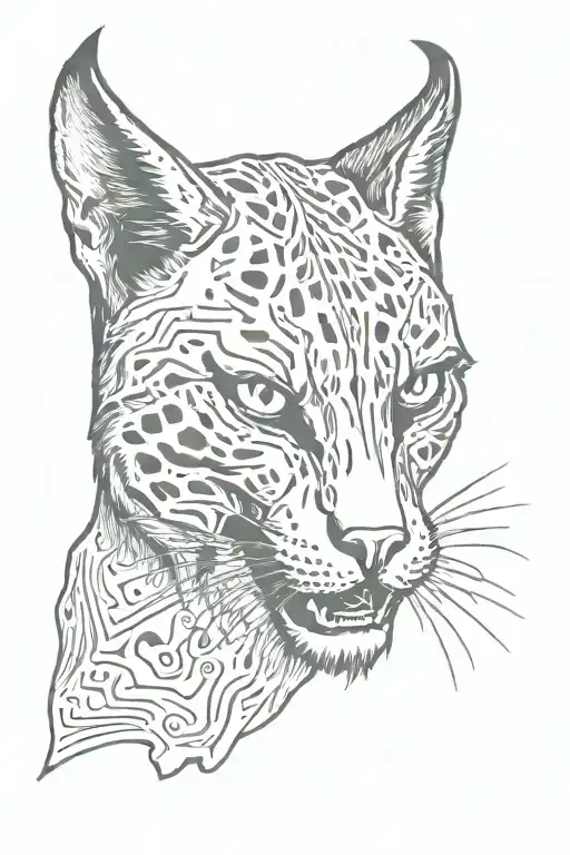 bobcat skull face tattoo design idea