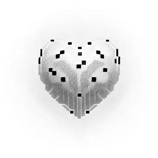 A pixelated heart made of gaming controllers and basketballs tattoo design idea