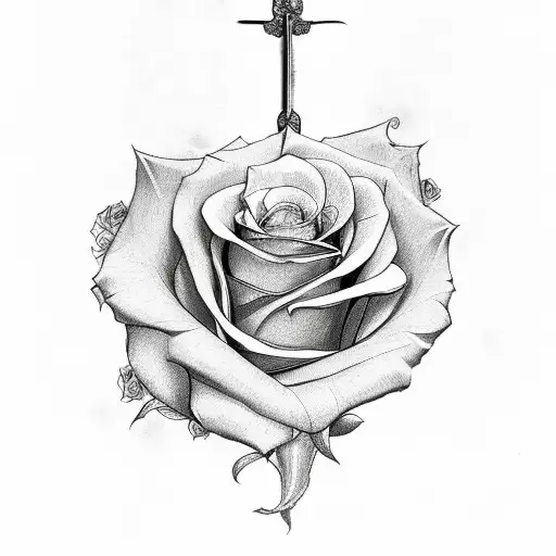 Sword with roses  tattoo design idea