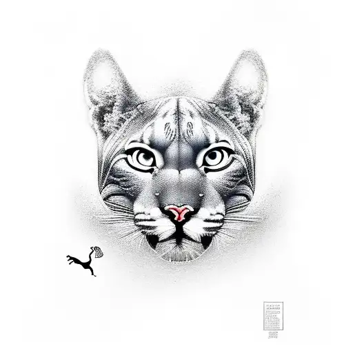 Puma y  bosque  tattoo design idea