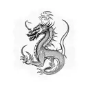 Dotwork dragon surrounded by samurai warriors tattoo design idea