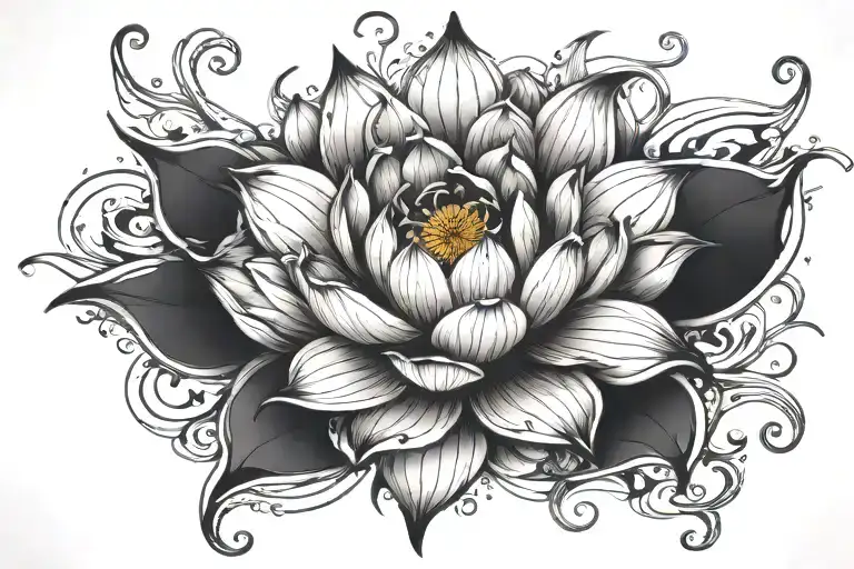 lotus flower blooming tattoo design idea
