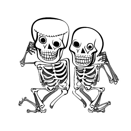 2 stupid skeletons dancing tattoo design idea