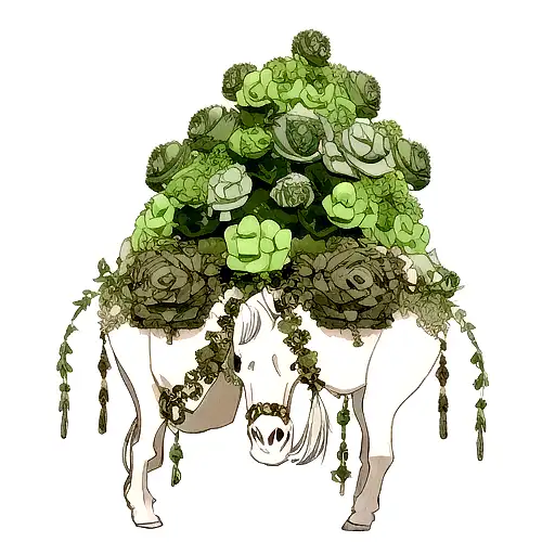 horse skull decorated with succulents ivy tattoo design idea