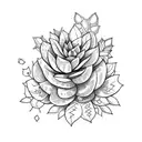 horse skull decorated succulents ivy tattoo design idea