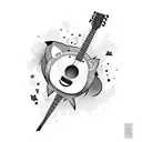 cartoon tuna playing guitar tattoo design idea