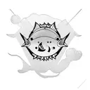 cartoon tuna playing guitar tattoo design idea