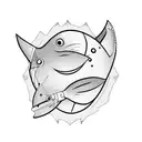 cartoon tuna playing guitar tattoo design idea