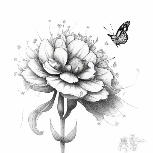 flowers blossoming from semicolon butterfly  tattoo design idea