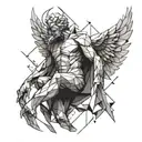 Angel man falling tattoo design idea