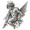 Angel man falling tattoo design idea