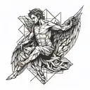 Angel man falling tattoo design idea