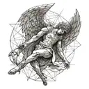 Angel man falling tattoo design idea