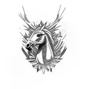 horse running up mountain with eagle tattoo design idea