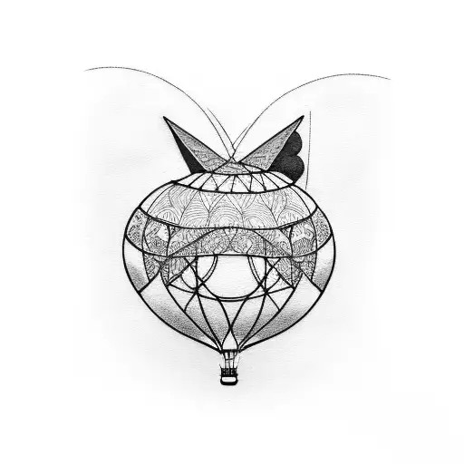 Fox in a hot air balloon tattoo design idea