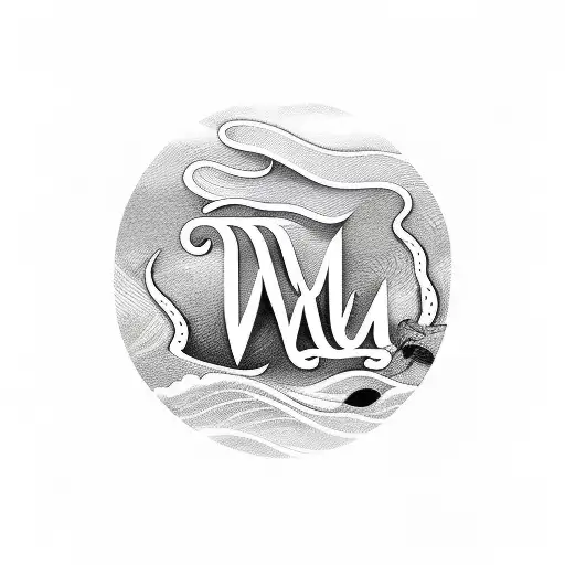 the word "swim" written in cursive and the letter "m" looks like a wave tattoo design idea