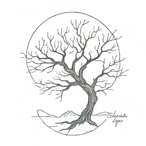 A tree but the branches are the dates 12-21-05, 7-28-25, and 6-21-06 on the rib tattoo design idea