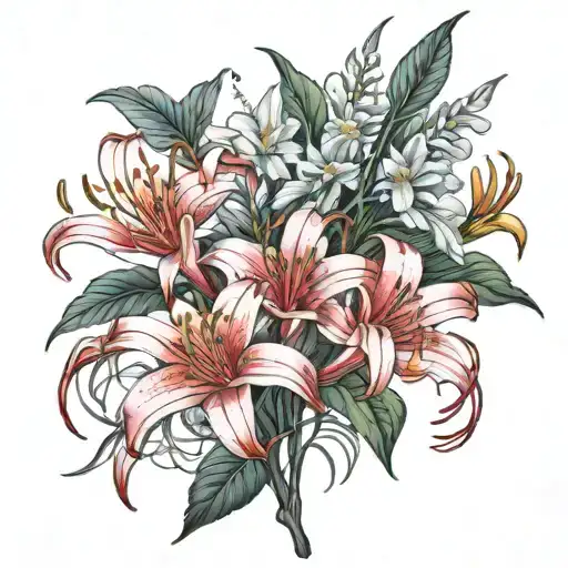 red spider lily tattoo design idea