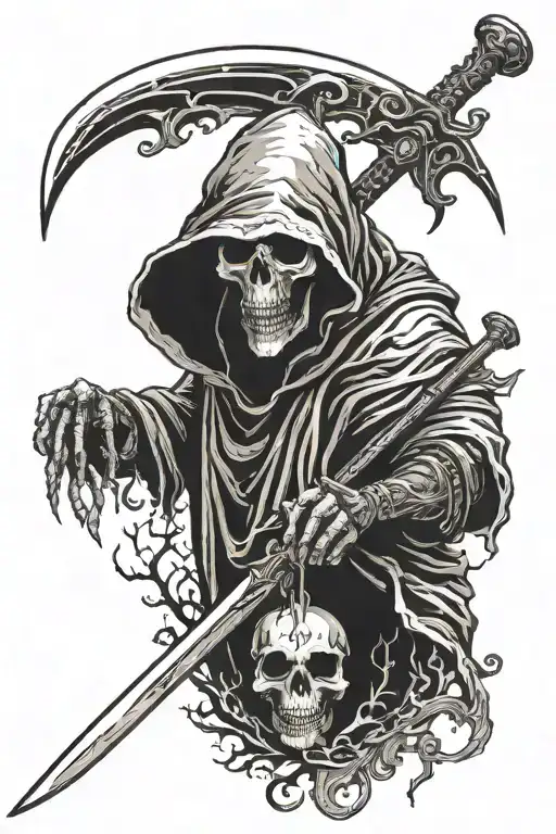 Death Reaper with scythe tattoo design idea