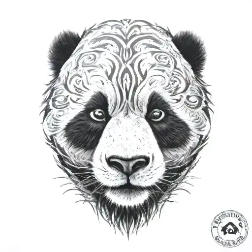panda face tattoo design idea