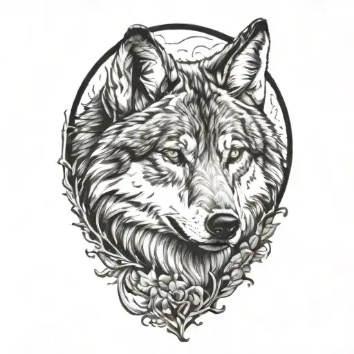 wood wolf tattoo design idea