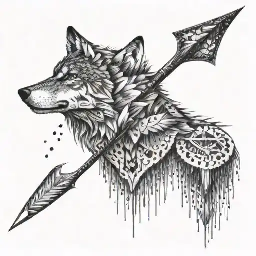 wolf arrow tattoo design idea