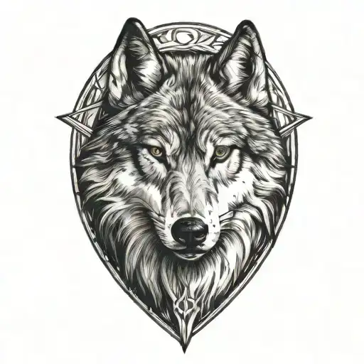 wolf arrow piercing tattoo design idea