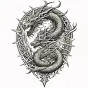 sun dragon arrows crossed tattoo design idea