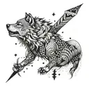wolf arrow tattoo design idea