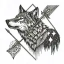 wolf arrow tattoo design idea