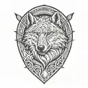 wolf fire arrow tattoo design idea