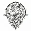 wolf fire arrow tattoo design idea