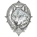 wolf fire arrow tattoo design idea