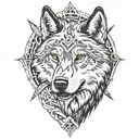 wolf fire arrow tattoo design idea