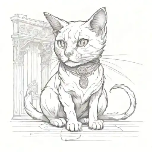 make the cat look more serious and scary while maintaining the shade of white and black  tattoo design idea