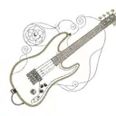 Incorporate a detailed bass electric ibanez guitar into a music-themed sleeve tattoo tattoo design idea