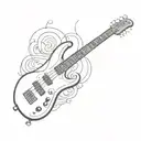 Incorporate a detailed bass electric ibanez guitar into a music-themed sleeve tattoo tattoo design idea
