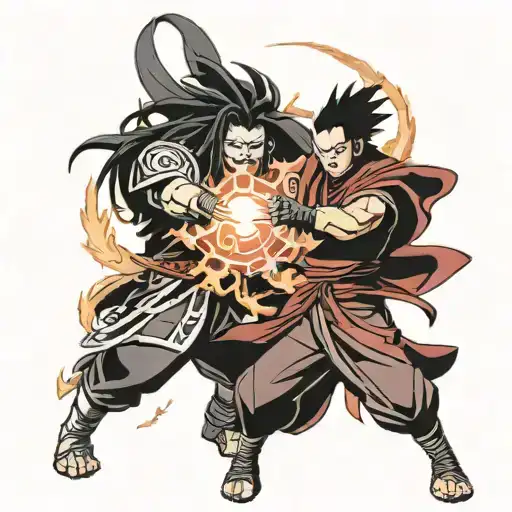 HASHIRAMA AND MADARA FIGHT AGAINST PHOENIX tattoo design idea