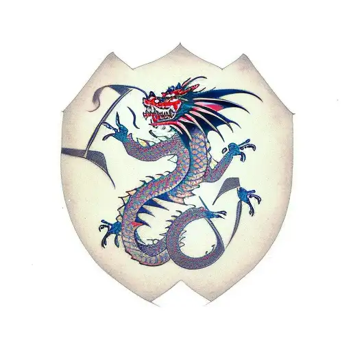 Dragon with kanji around tattoo design idea