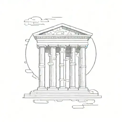 Incorporate a 3D architectural element into a tattoo design inspired by Greek mythology, such as a Greek temple with soccer players inside tattoo design idea