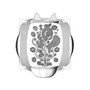 A coffee cup with intricate patterns made of plants and cats tattoo design idea