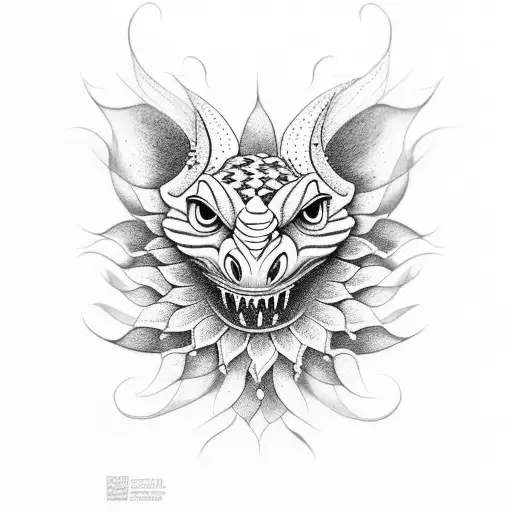 girassol com cobra e onça tattoo design idea