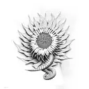 girassol com cobra e onça tattoo design idea
