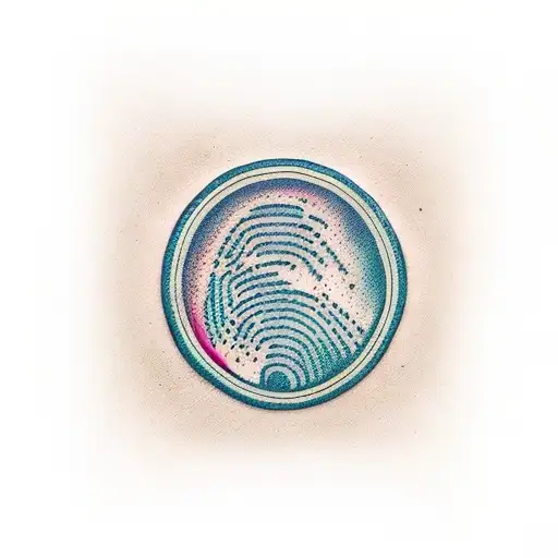 fingerprint hear with words around it tattoo design idea