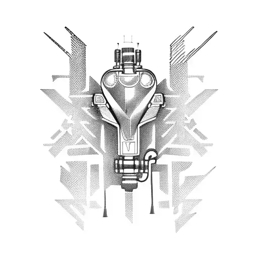 Drawing of a mechanical device tattoo design idea